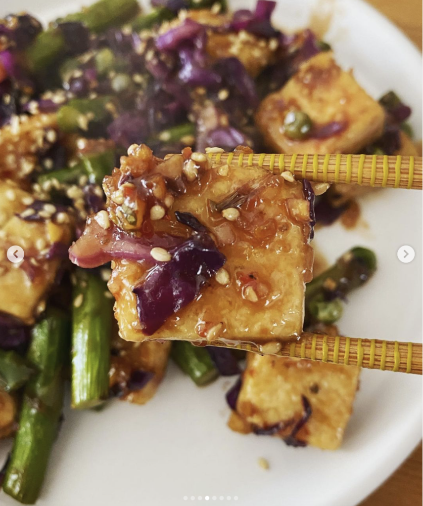 Honey garlic tofu